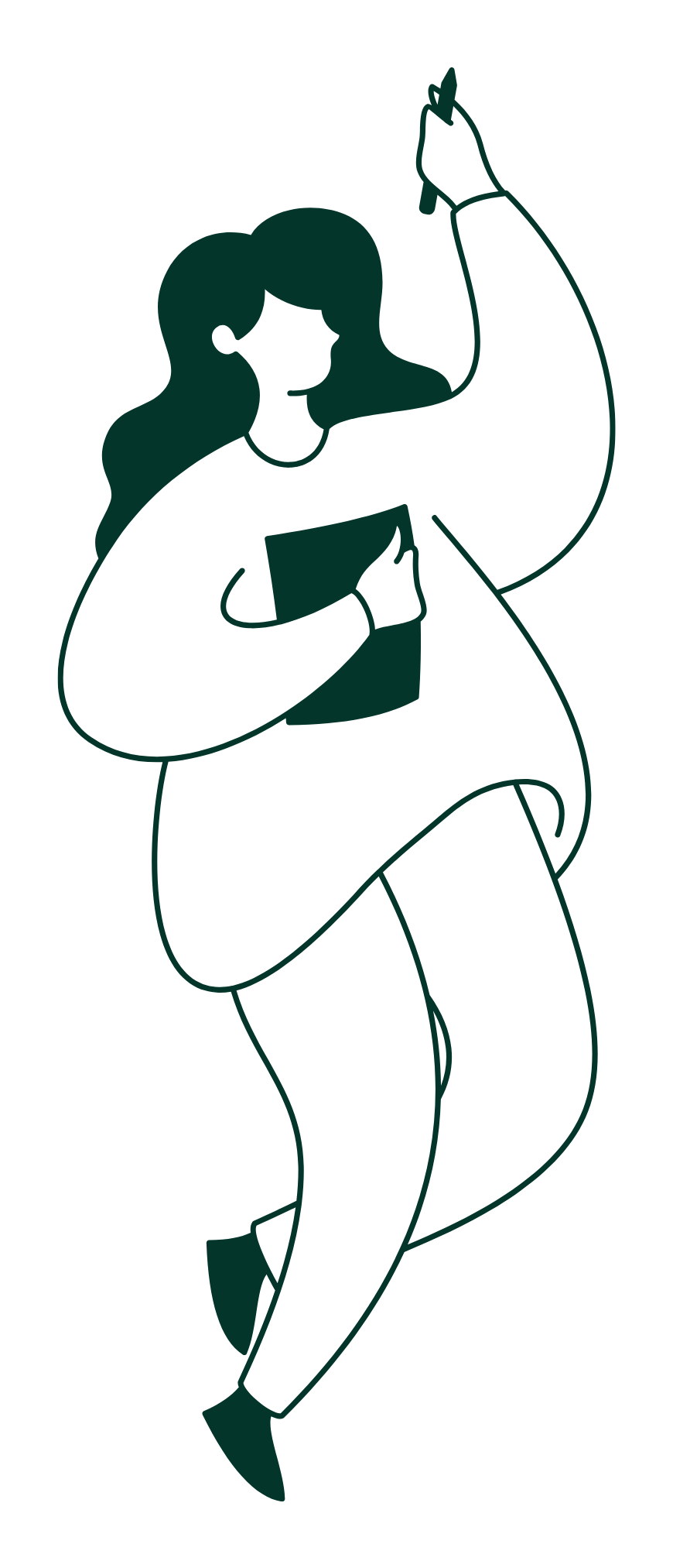 Illustration of a woman holding a notebook and pen