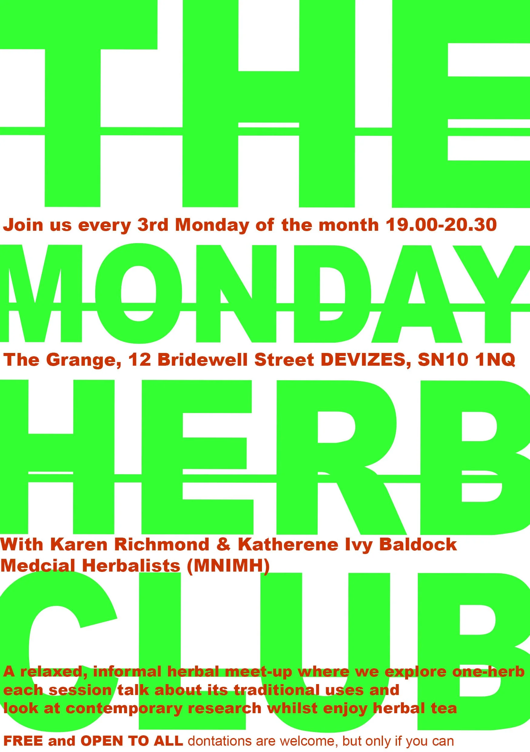 THE MONDAY HERB CLUB
A new monthly herbal gathering in Devizes offers a welcoming space for anyone interested in learning more about the medicinal and traditional uses of plants. Held every third Monday of the month at The Grange