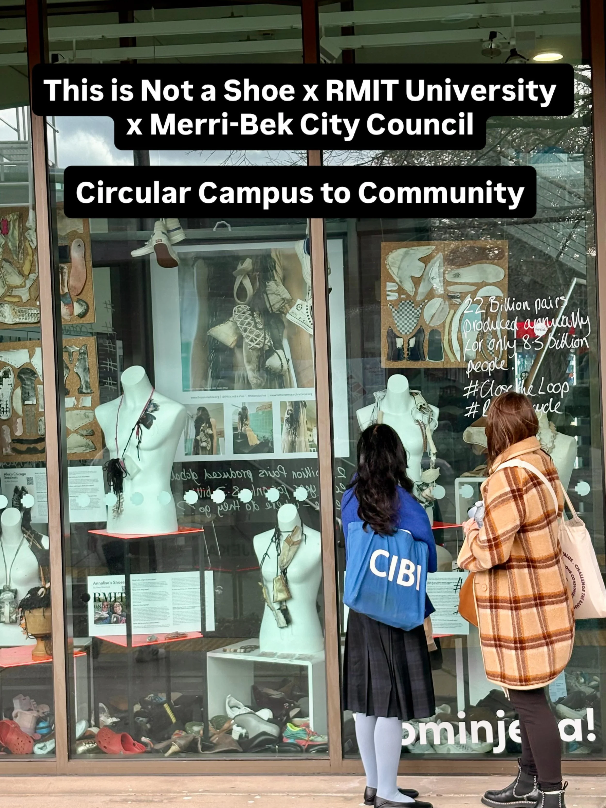 @penniejagiello and @sherlock_alexandra had a wonderful day last week displaying their @this.is.not.a.shoe footwear treasures in the foyer window of building 513 on the Brunswick Campus at @rmituniversity 

The display accompanies their 2-hour footwe