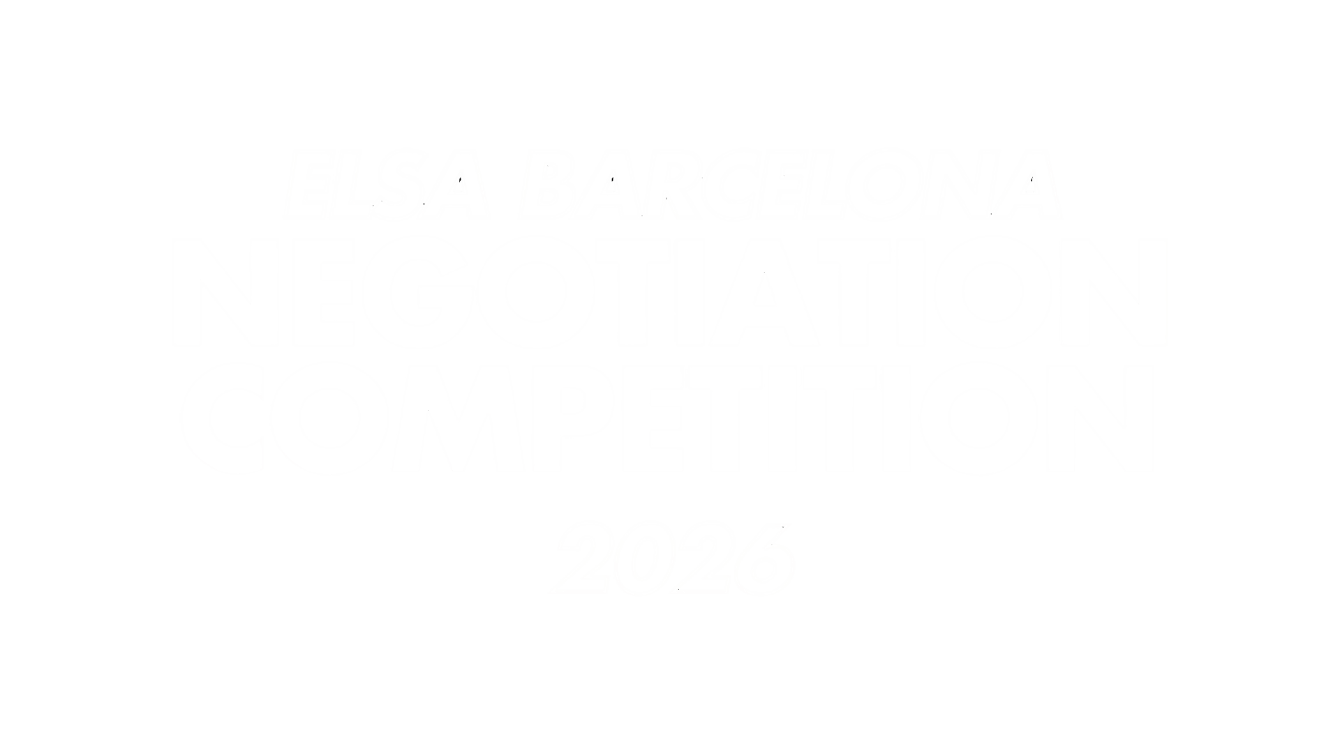 Texto en fondo negro que dice 'Elsa Barcelona Negotiation Competition 2026' en letras blancas.