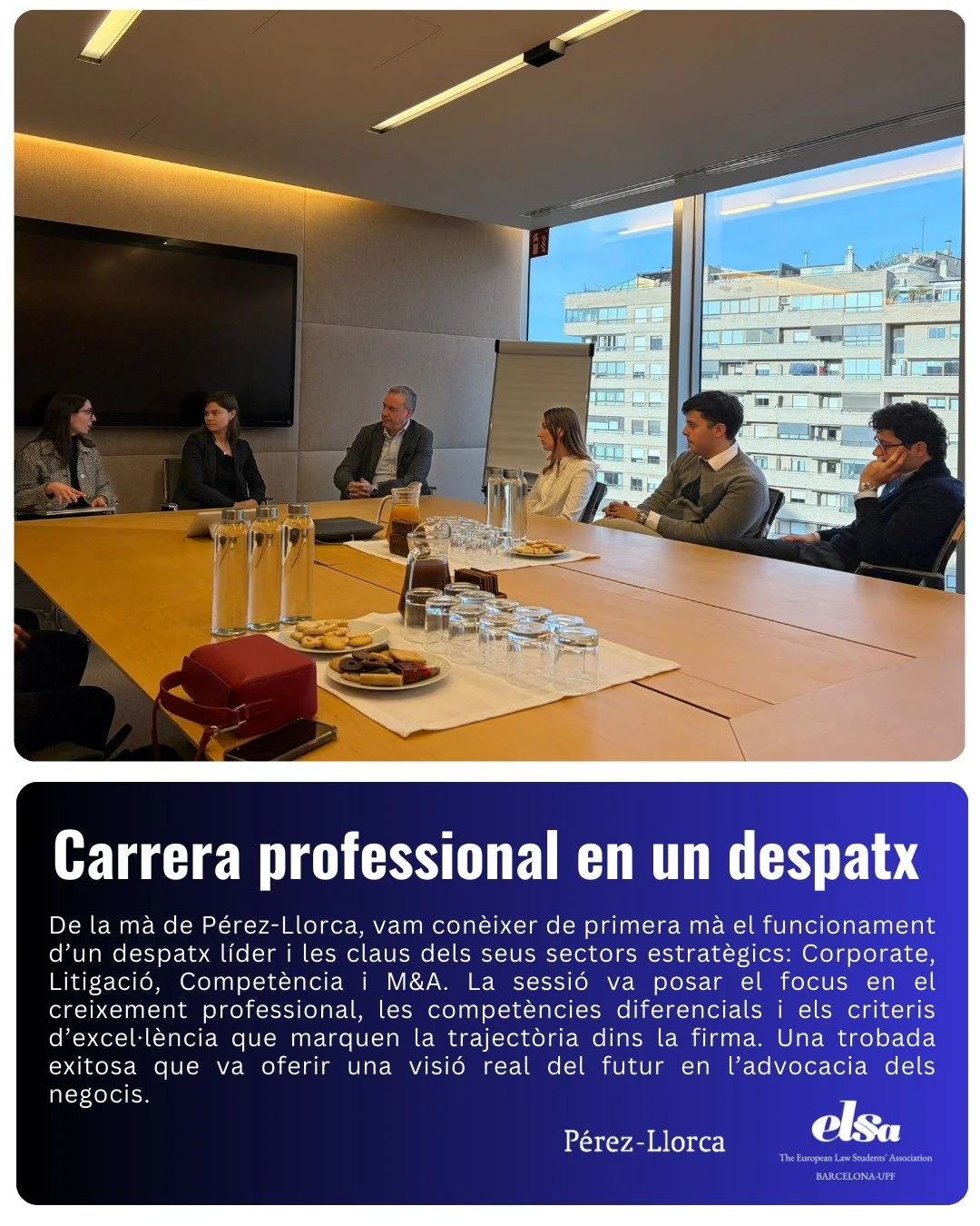 💼 De la m&agrave; de P&eacute;rez-Llorca, hem tingut l'oportunitat de con&egrave;ixer des de dins el funcionament d'un despatx l&iacute;der. Durant la sessi&oacute;, vam explorar els sectors estrat&egrave;gics que mouen el m&oacute;n jur&iacute;dic 