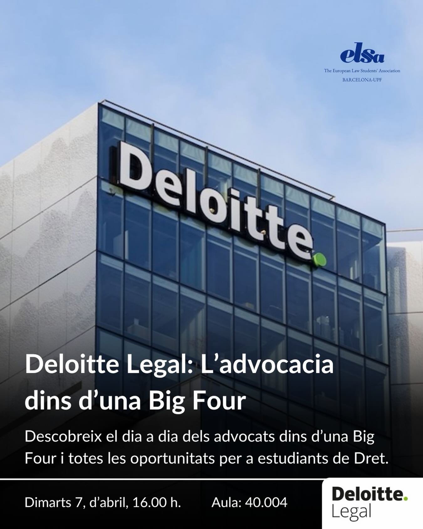 🔹 ELSA UPF: Coneix Deloitte Legal 🔹

⚖️ M&eacute;s enll&agrave; del despatx tradicional&hellip; qu&egrave; fa realment un advocat a Deloitte Legal? I com encaixen &agrave;rees com el Transfer Pricing dins del m&oacute;n jur&iacute;dic?

🎙 Des d&rs