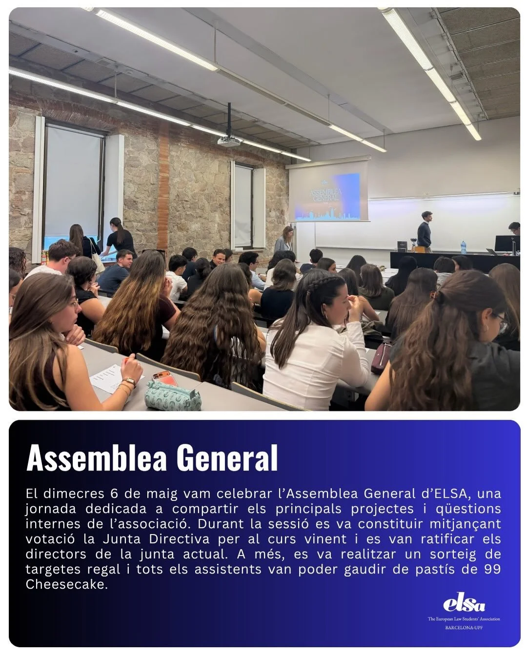 🗳️ El passat 6 de maig vam celebrar l&rsquo;Assemblea General d&rsquo;ELSA, un punt de trobada clau per compartir els projectes de l&rsquo;associaci&oacute;. Durant la jornada, es va votar i constituir la nova Junta Directiva per al curs vinent i es