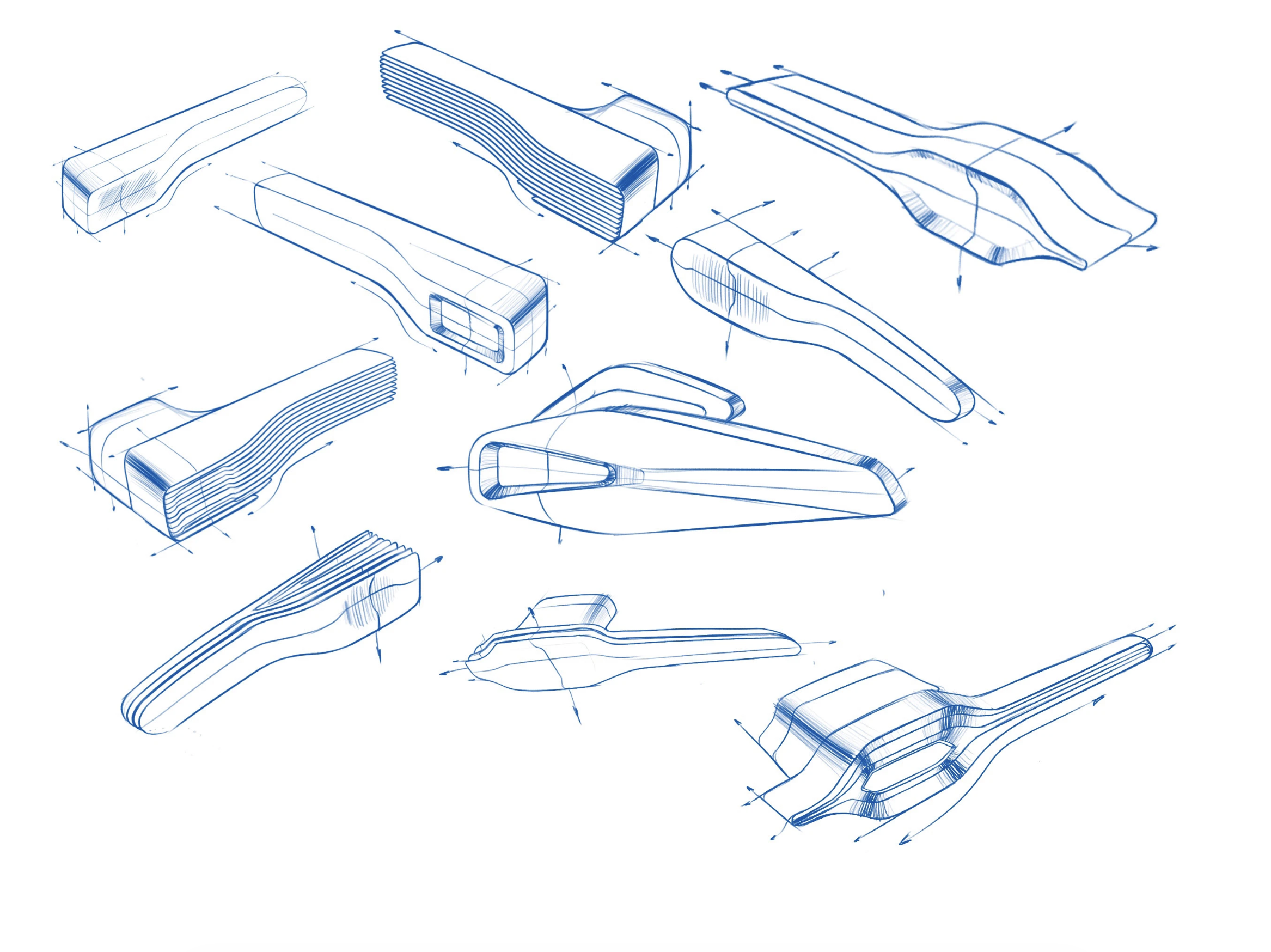 Blueprint sketches of various aerodynamic car designs with measurements and contours.