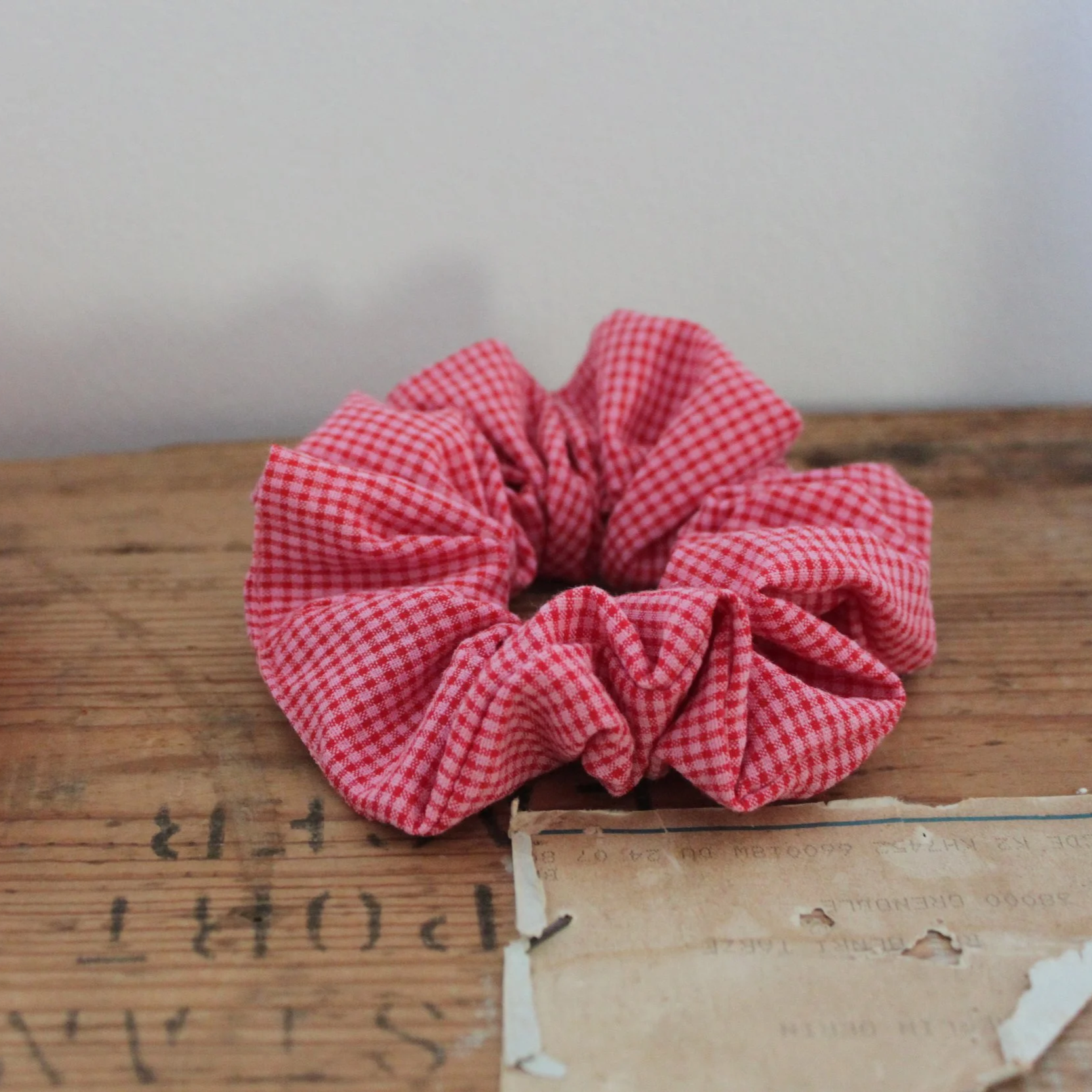 chouchou vichy rose et rouge