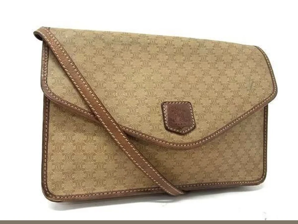 Celine Vintage Macadam Portfolio PVC and Leather Crossbody Bag (80’s-90’s)
