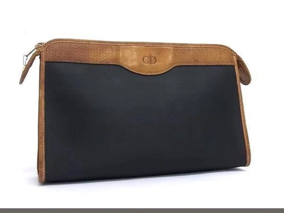 Christian Dior, vintage pouch, PVC and leather clutch bag