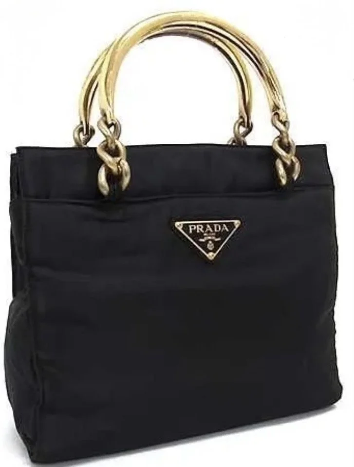 Vintage, Prada Tessuto Nylon Handbag, w/Metal Chain Handles