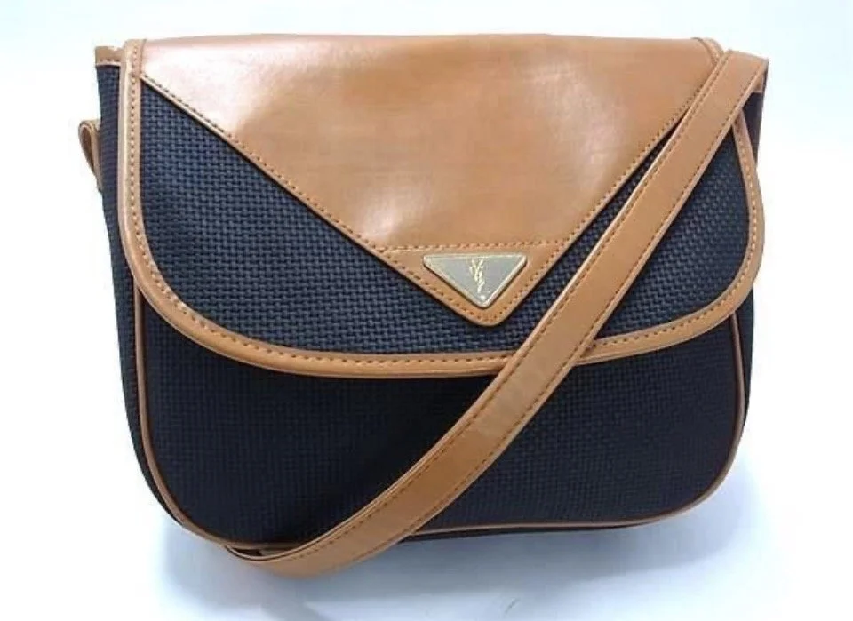 YSL (Vintage) Leather Cross Body bag, Triangle Logo