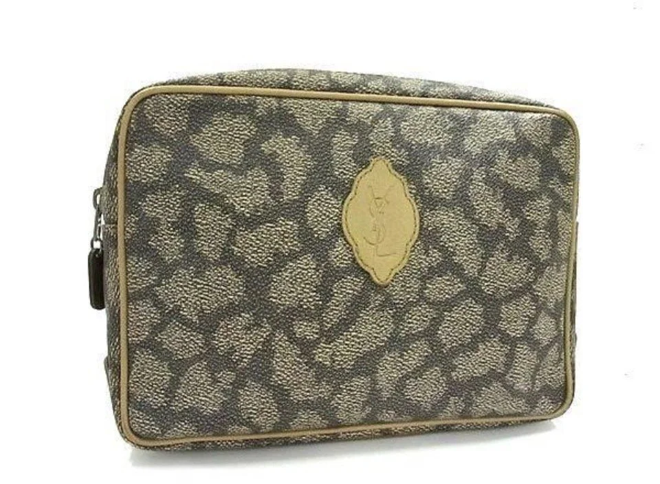 Yves Saint Laurent Vintage giraffe print large make-up pouch.
