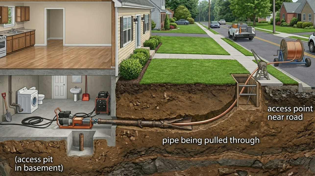 trenchless water line service replacement Hamilton