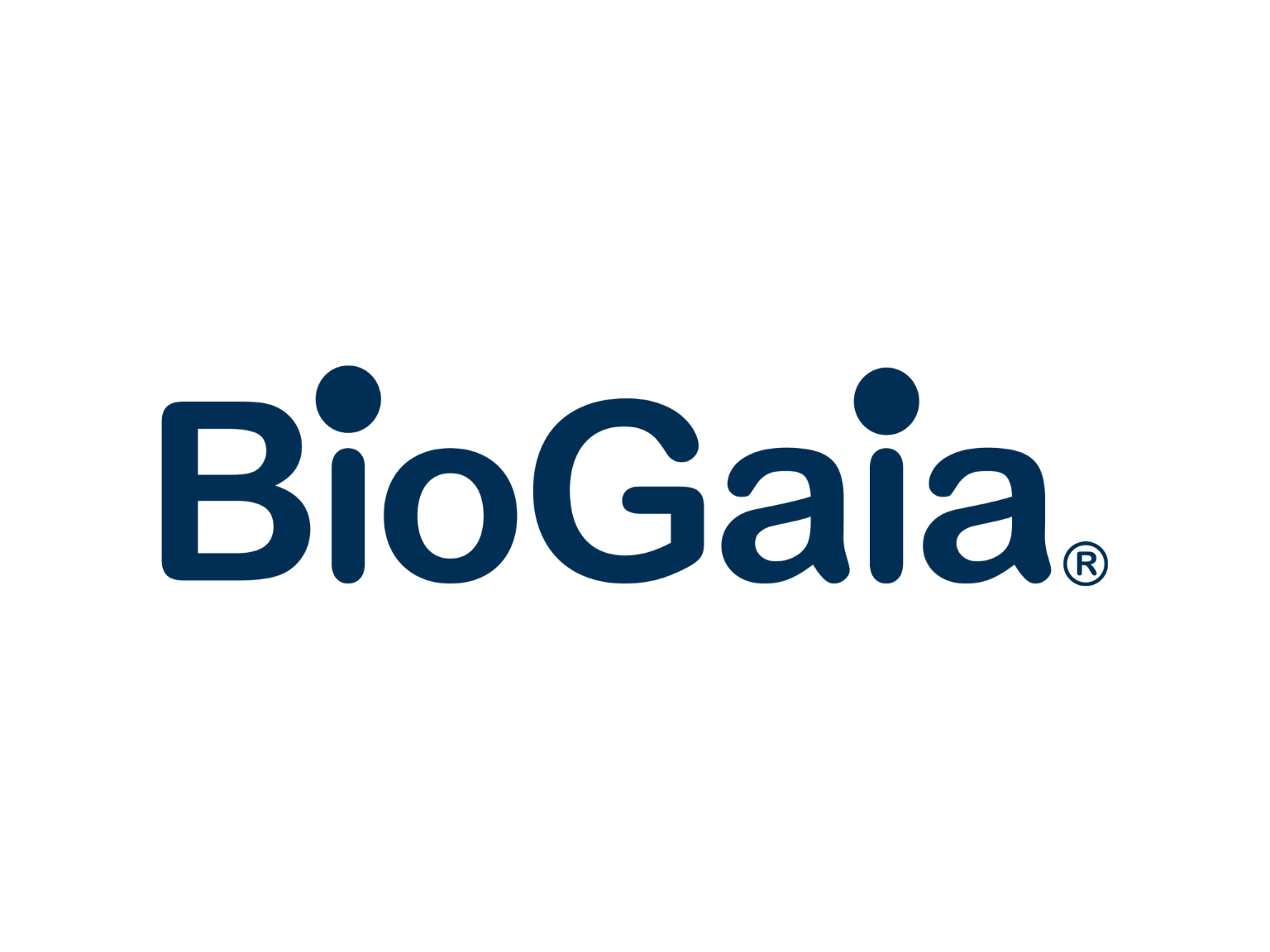 BioGaia logo in blue text on a white background.