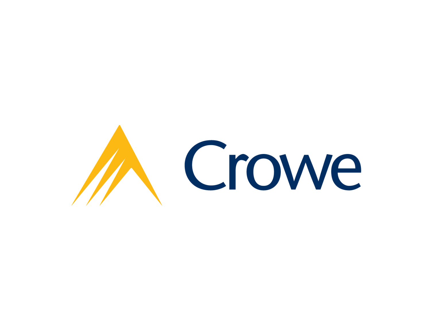 The Crowe logo features a stylized yellow mountain with three peaks and the word 'Crowe' in dark blue next to it.