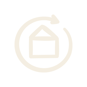 Ein Briefumschlag in der Mitte, umgeben von einem Pfeil, der im Kreis läuft, auf schwarzem Hintergrund.