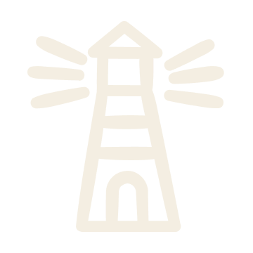 Zeichnung eines Leuchtturms mit Lichtstrahlen