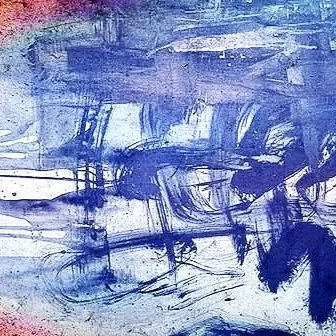 俞晓刚 Yu Xiaogang 
油画 水墨 Ink and oil on Canvas (己焚烧 It was burned) 1986
1000 x 1000 mm 