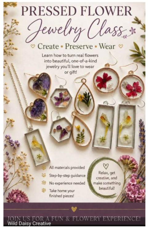 Resin and Pressed Flower Jewelry Guided Craft