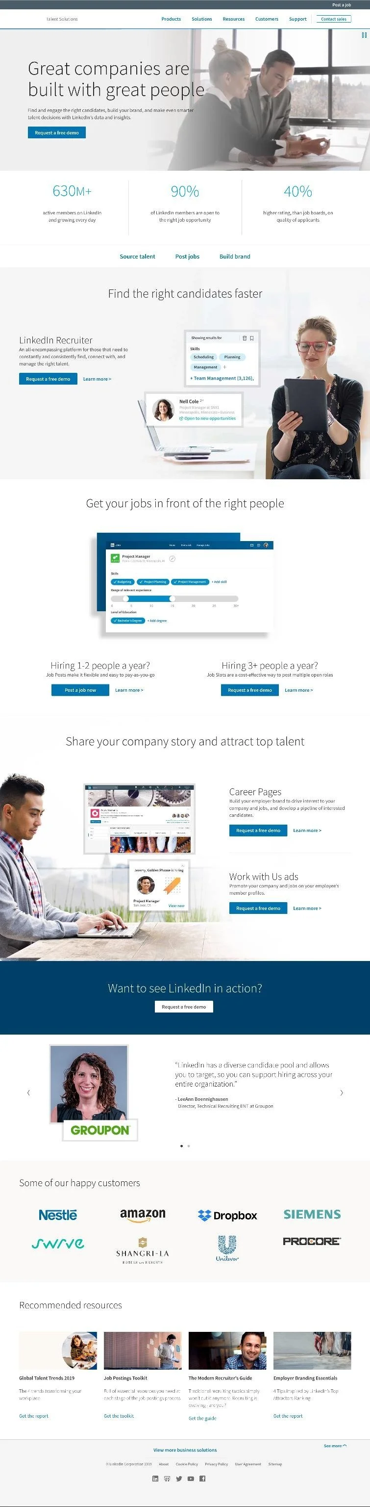 LinkedIn Talent Solutions Homepage