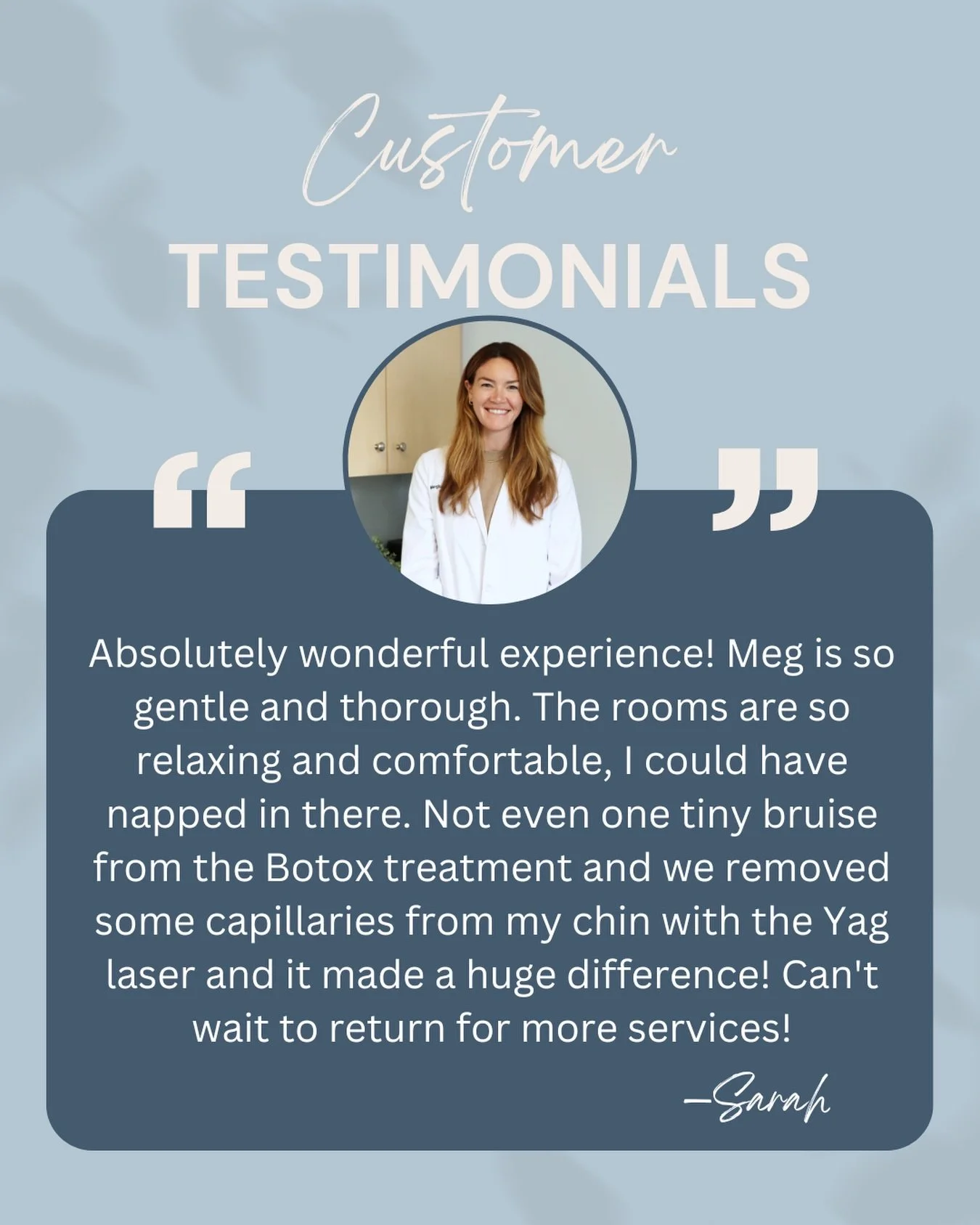 We love hearing your feedback 🤍✨

Knowing we get to help you feel more confident, refreshed, and happy in your skin is what it&rsquo;s all about. Thank you for trusting us with your care 💫
