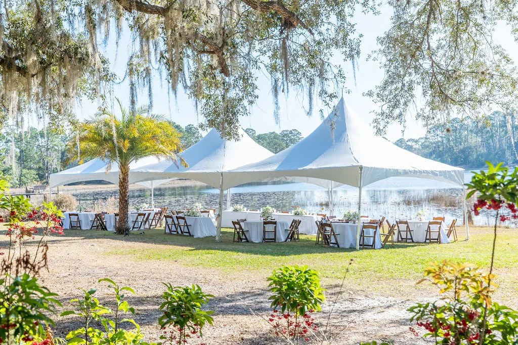 20x60 High Peak Tent Rental with Fruitwood Chair Rental