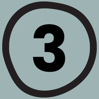 Number three inside a grey circle with a black outline