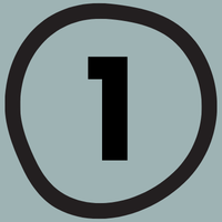 Number one inside a grey circle with a black outline