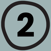 Number two inside a grey circle with a black outline
