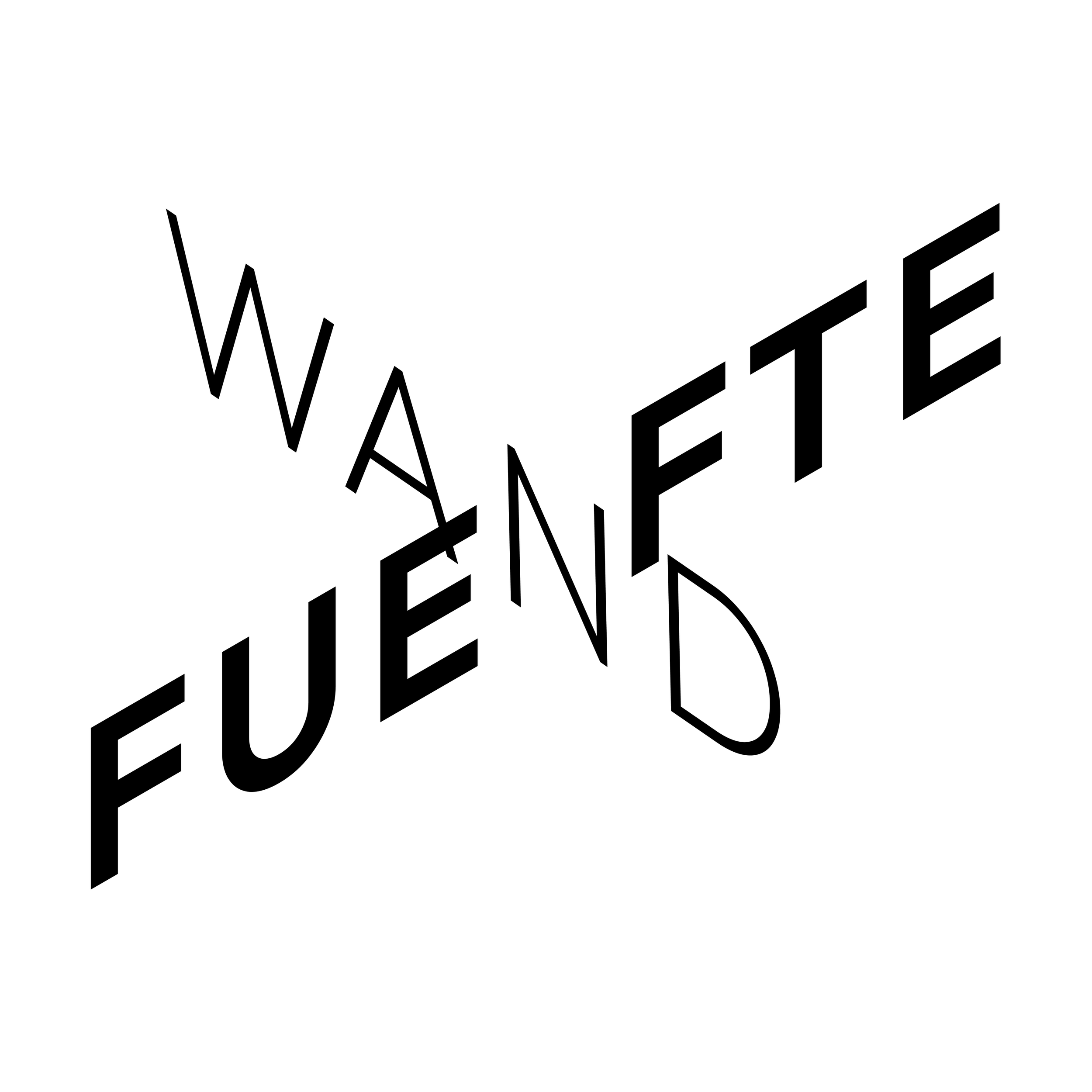 Der Schriftzug 'WANTED' ist diagonale nach rechts oben ausgerichtet, während 'FUEEND' diagonale nach links unten ausgerichtet ist, auf weißem Hintergrund.