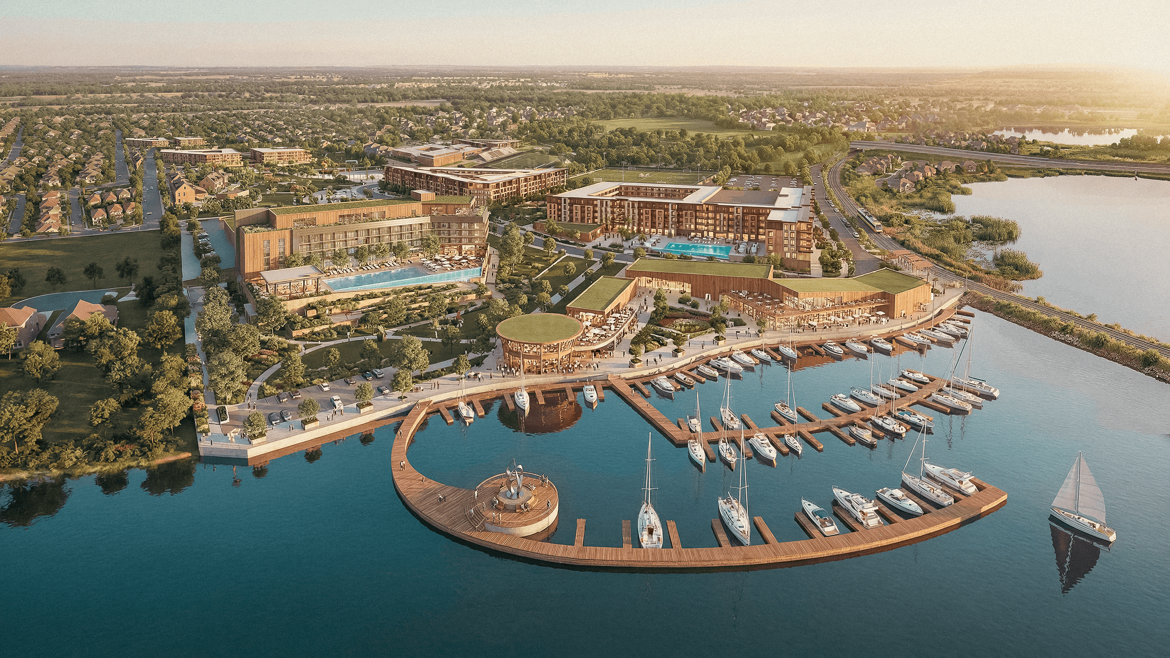 Real Estate Development Rendering with Sail Boats