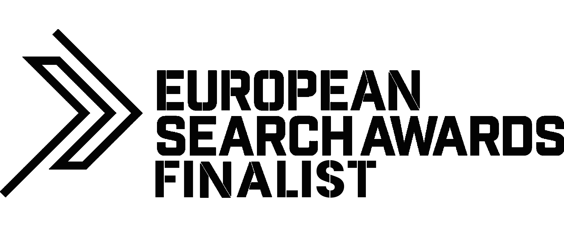 Logo of the European Search Awards Finalist with three stylized arrows pointing to the right.