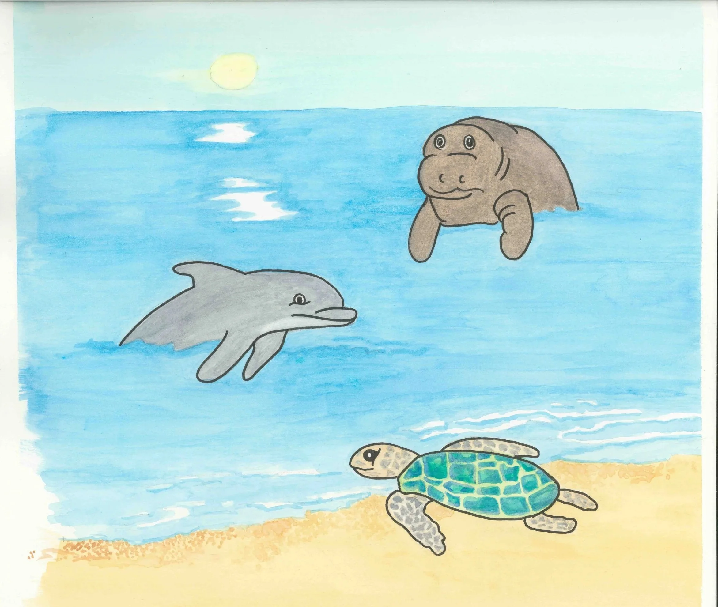 Daisy the Dolphin, Max the Manatee, Sammy the Sea Turtle
