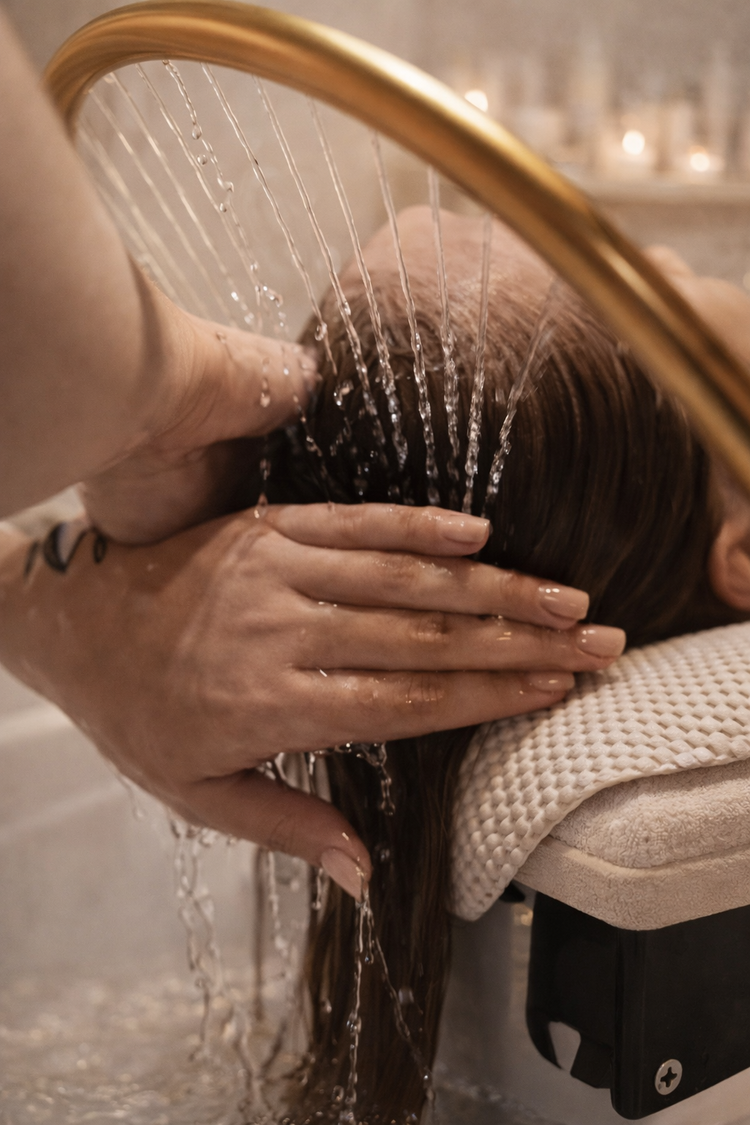 Soin Head Spa, mains dans les cheveux sous l'eau — La Maison Luma Marcoussis