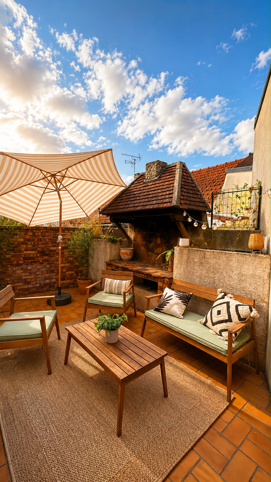 Terrasse privative de La Maison Luma à Marcoussis, réservée au groupe pendant la privatisation