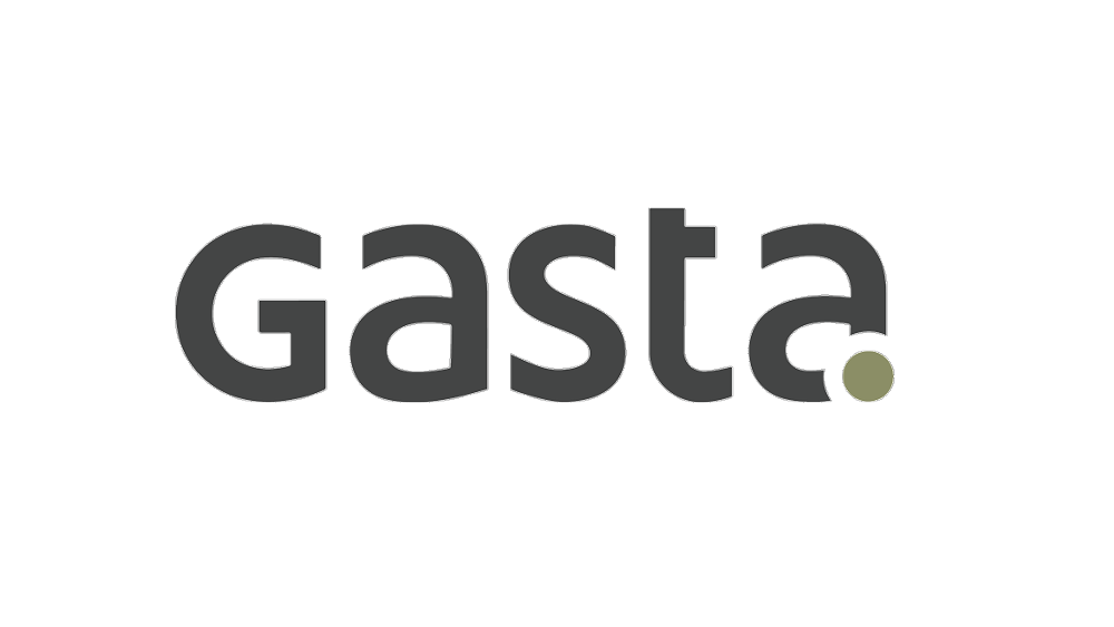 Tekst som sier "gasta" med en liten oval formasjon på slutten.