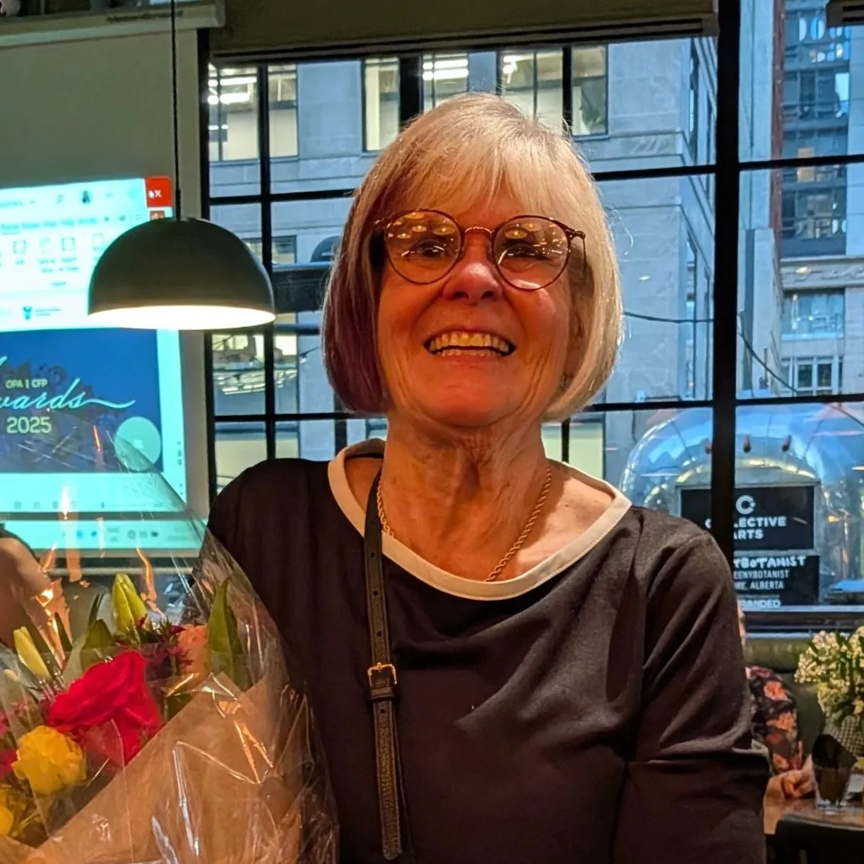 Kathleen Leach with her 2025 Lifetime Achievement Award from the Ontario Pharmacists Association