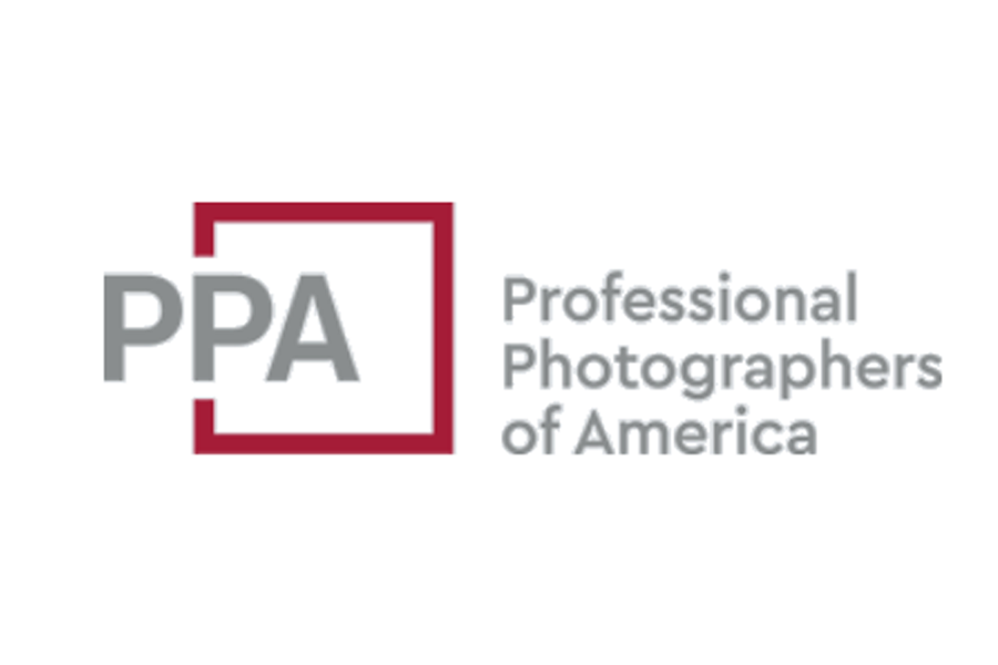 Logo of the Professional Photographers of America, featuring the initials PPA inside a red square outline and the full organization name to the right.
