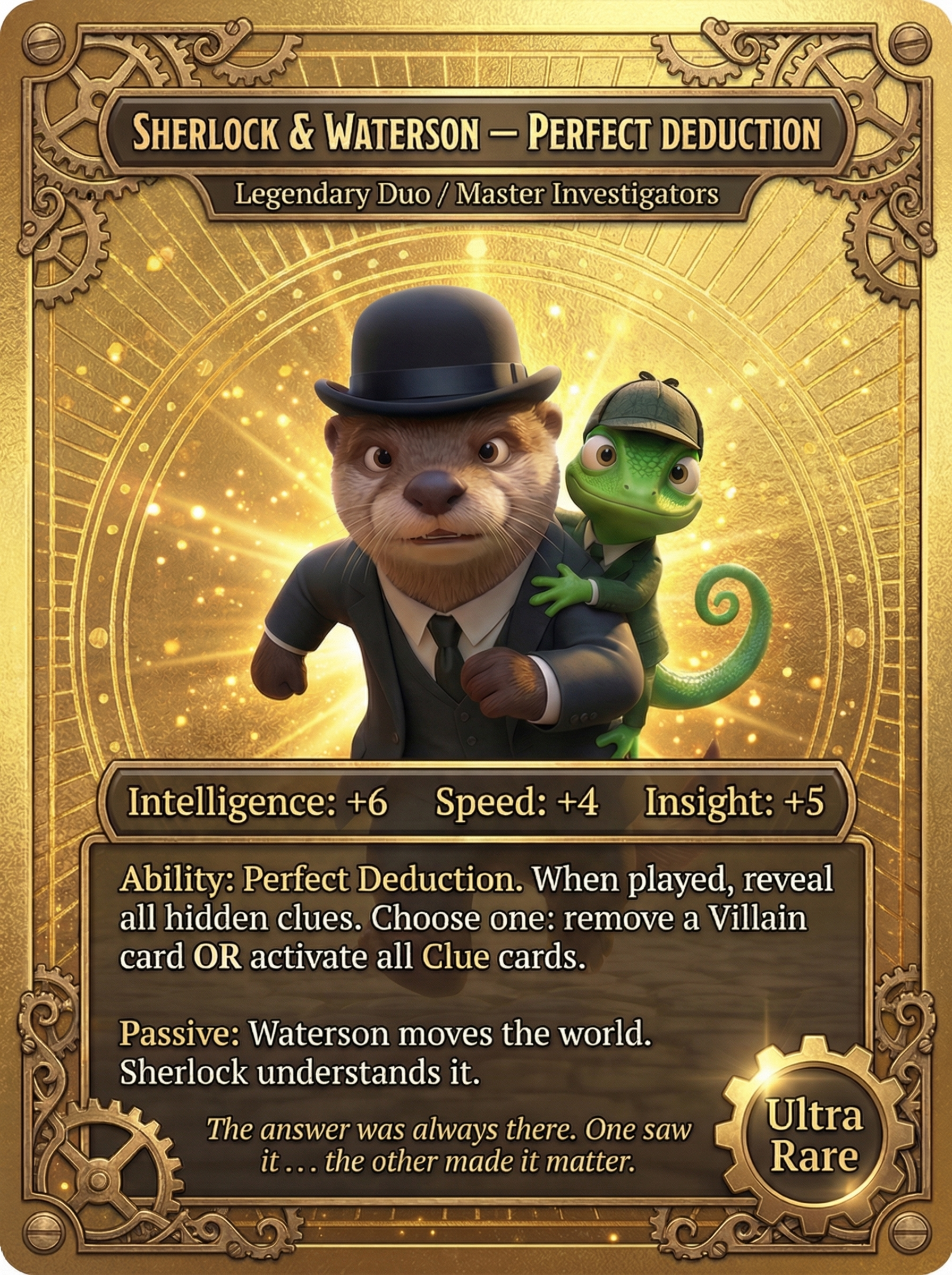 Sherlock Cromes and Dr. Waterson Ultra Rare trading card Perfect Deduction Maple Glen mystery card game collectible