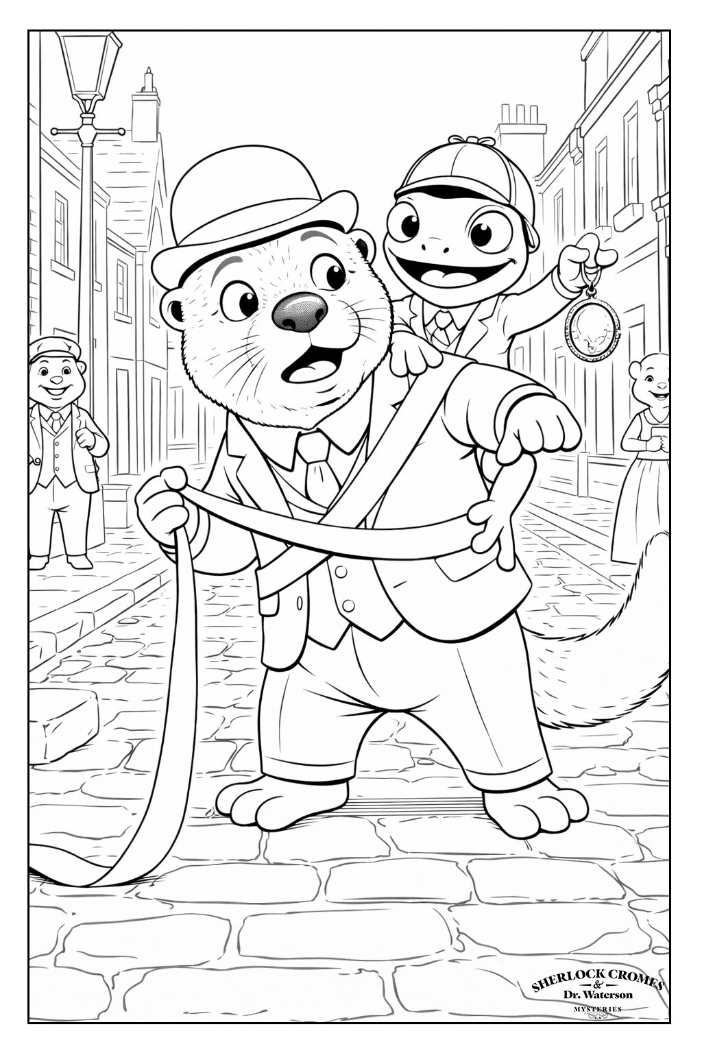 Coloring page of Detective Sherlock Cromes and Dr. Waterson