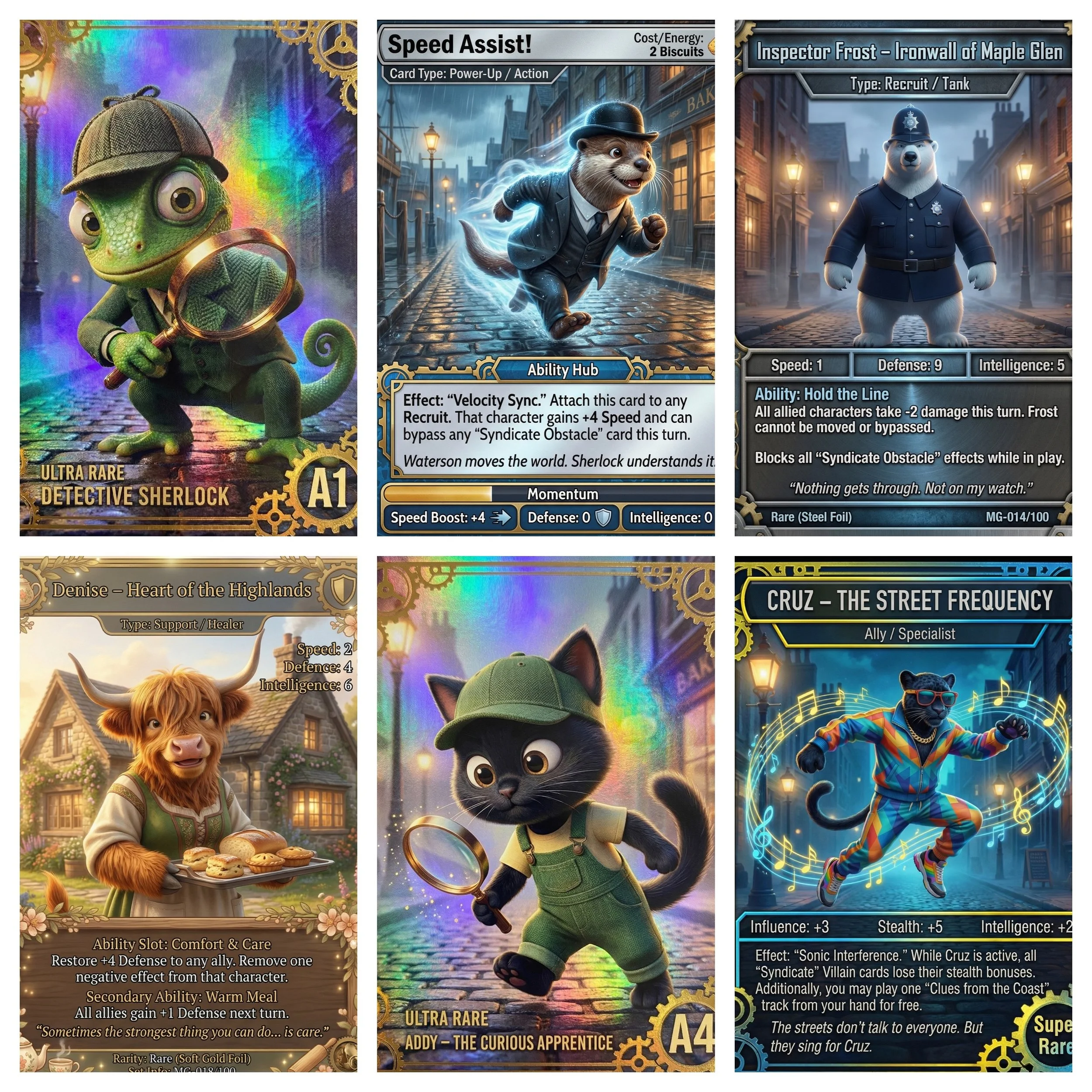 Sherlock Cromes and Dr. Waterson Ultra Rare trading card Perfect Deduction Maple Glen mystery card game collectible