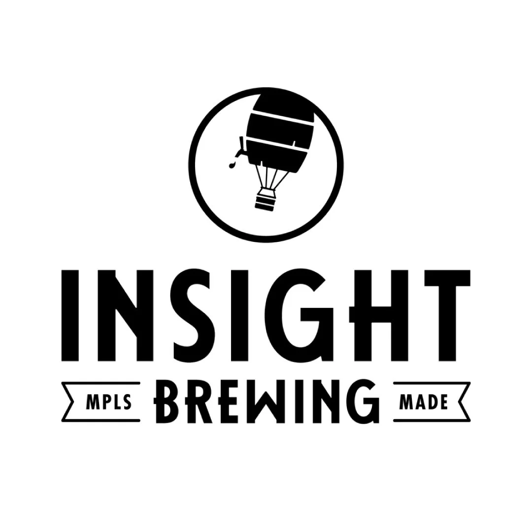 Black and white logo for Insight Brewing featuring a hot air balloon and text.