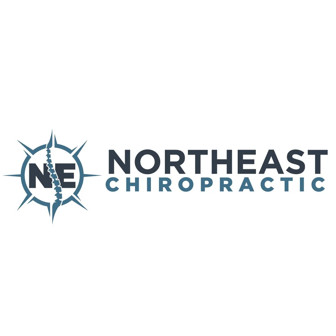 Northeast Chiropractic logo with a compass and spinal column illustration.