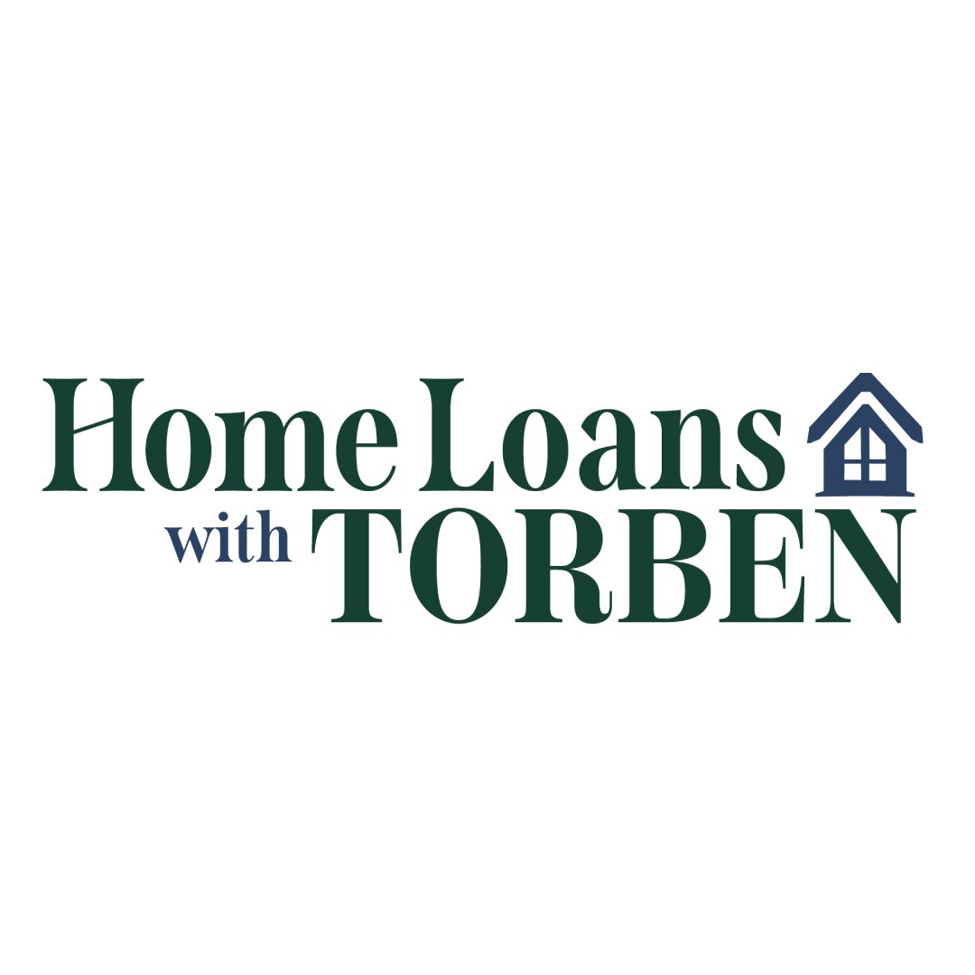 Logo for Home Loans with Torben featuring green text and a small blue house icon with a pitched roof and window.