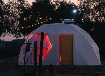 One-page Squarespace website design for a airbnb, eco accommodation, glamping business