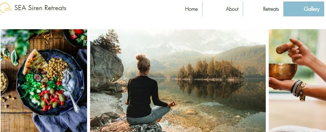 One-page Squarespace website design for a wellbeing, retreat, yoga or coaching business