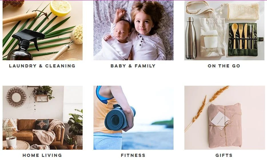 One-page Squarespace website design for a eco zero waste business