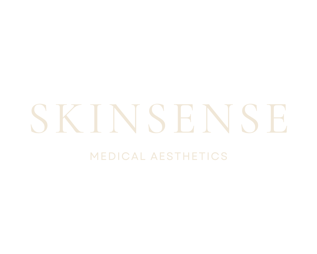 Black background with the words "Skinsense Medical Aesthetics" in light beige font.