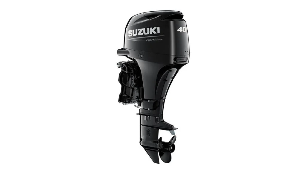 Black Suzuki 40 horsepower outboard motor