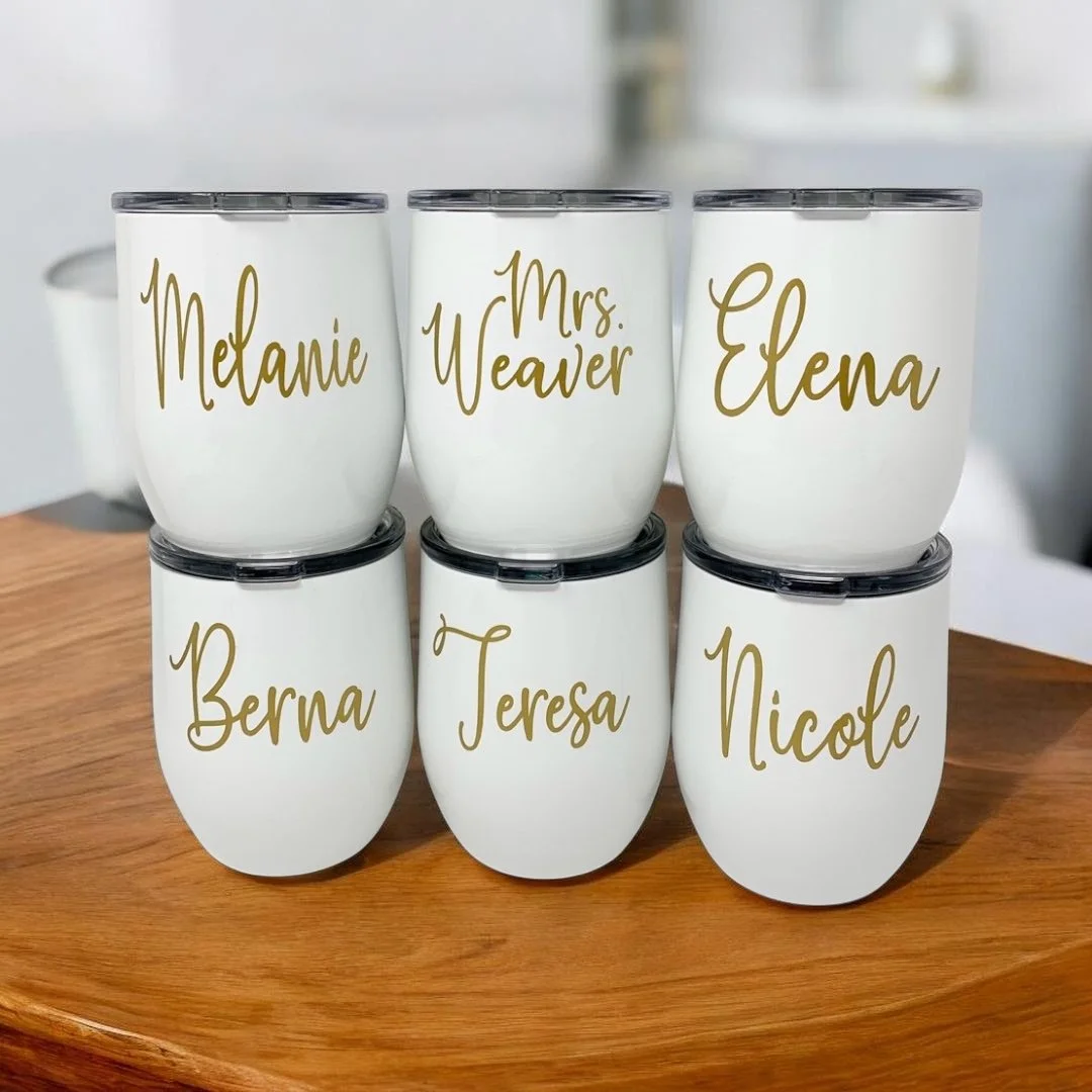 Personalized wine classes for an event- outdoor grade vinyl decal