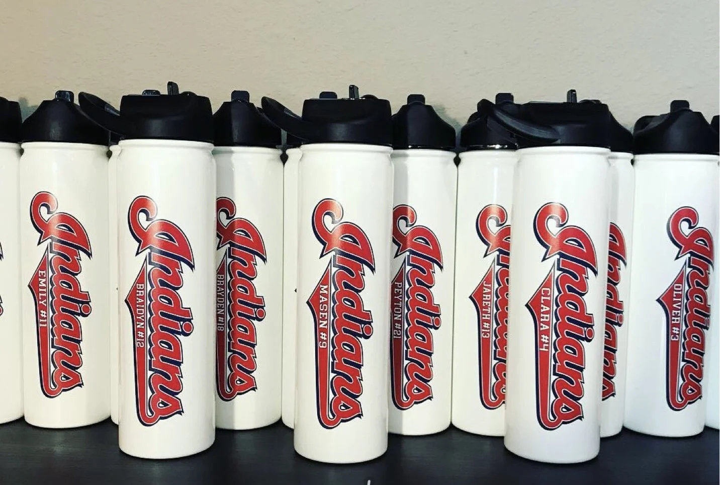 Personalized water bottles for a sports team- UV printed