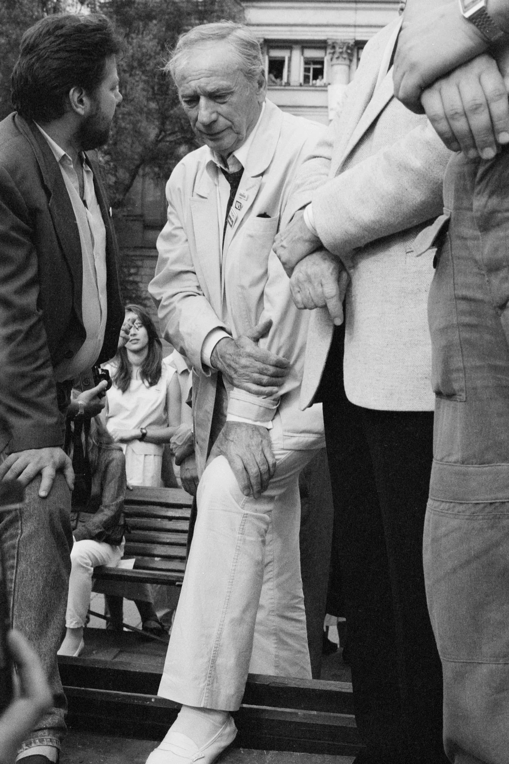 Yves Montand, francuski aktor i śpiewak. Warszawa, maj, 1989